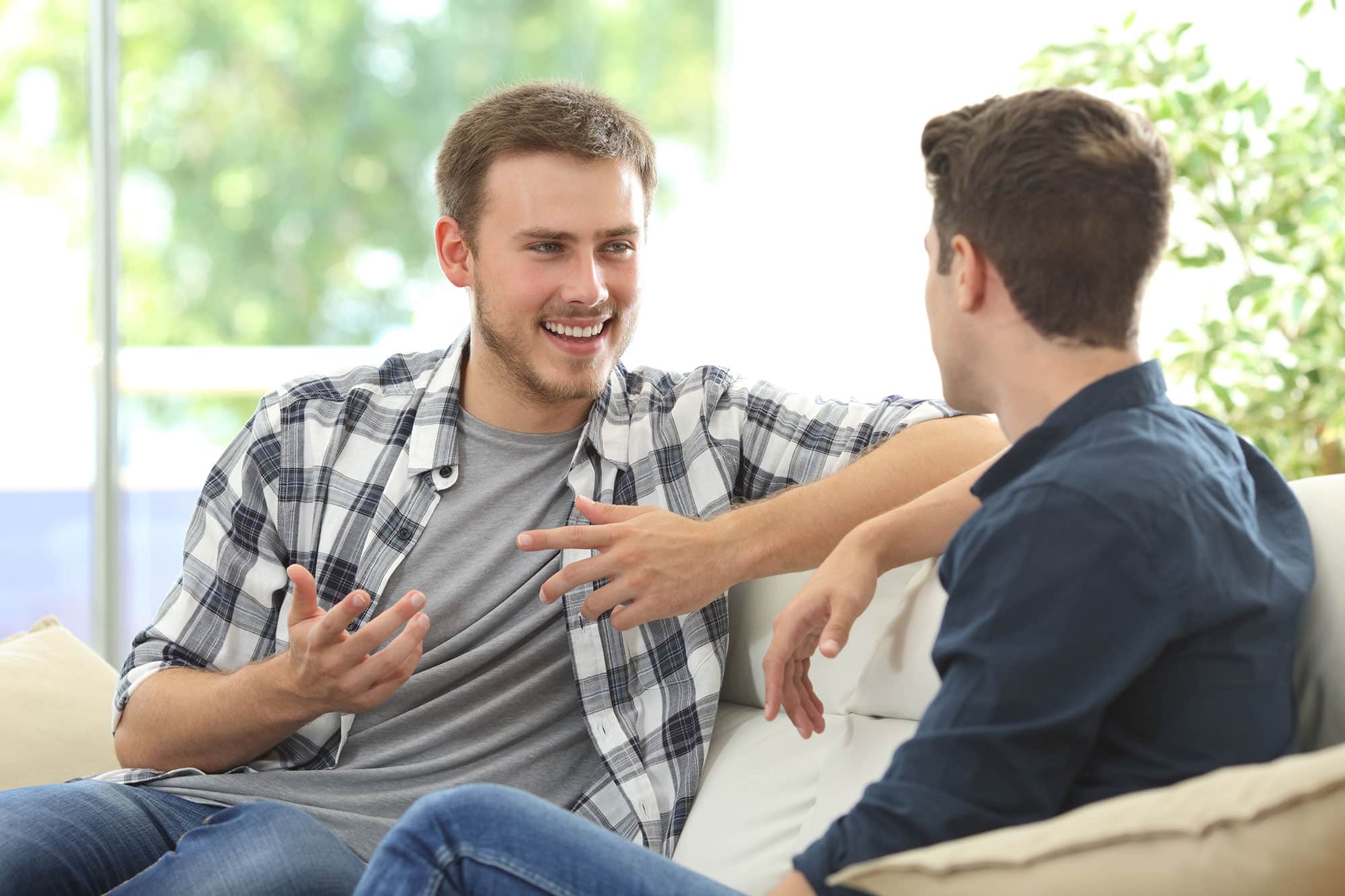 Two men on a couch